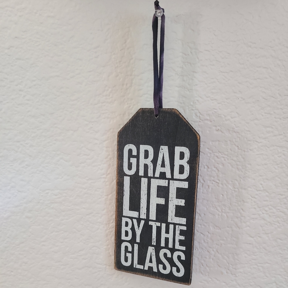 Kitchen Bar Wall Hanging Black White Tag Shape Deco Fun Gift Wine Lover Unique